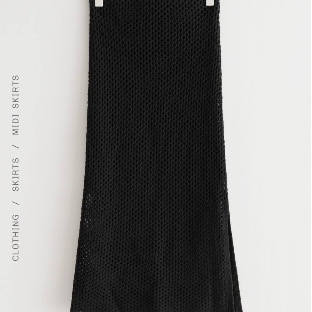 & Other Stories Black Crochet Pencil Midi Skirt